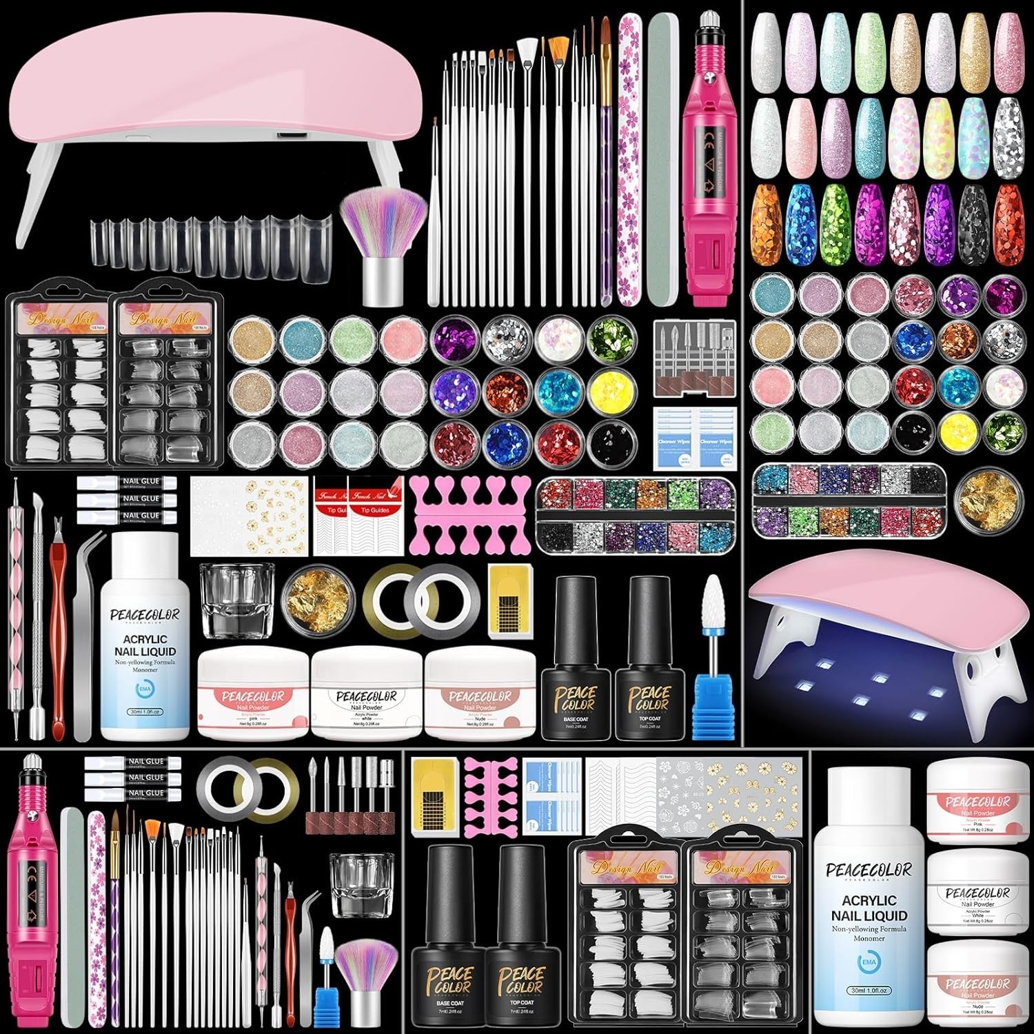 Acrylic Nail Kit with Drill and U V Light, Professional Nail Kit Acrylic Set