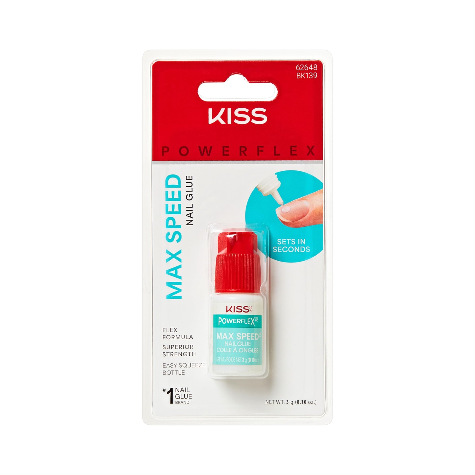 KISS PowerFlex Maximum Speed Nail Glue – Fast Drying Adhesive 1 Pack, Clear