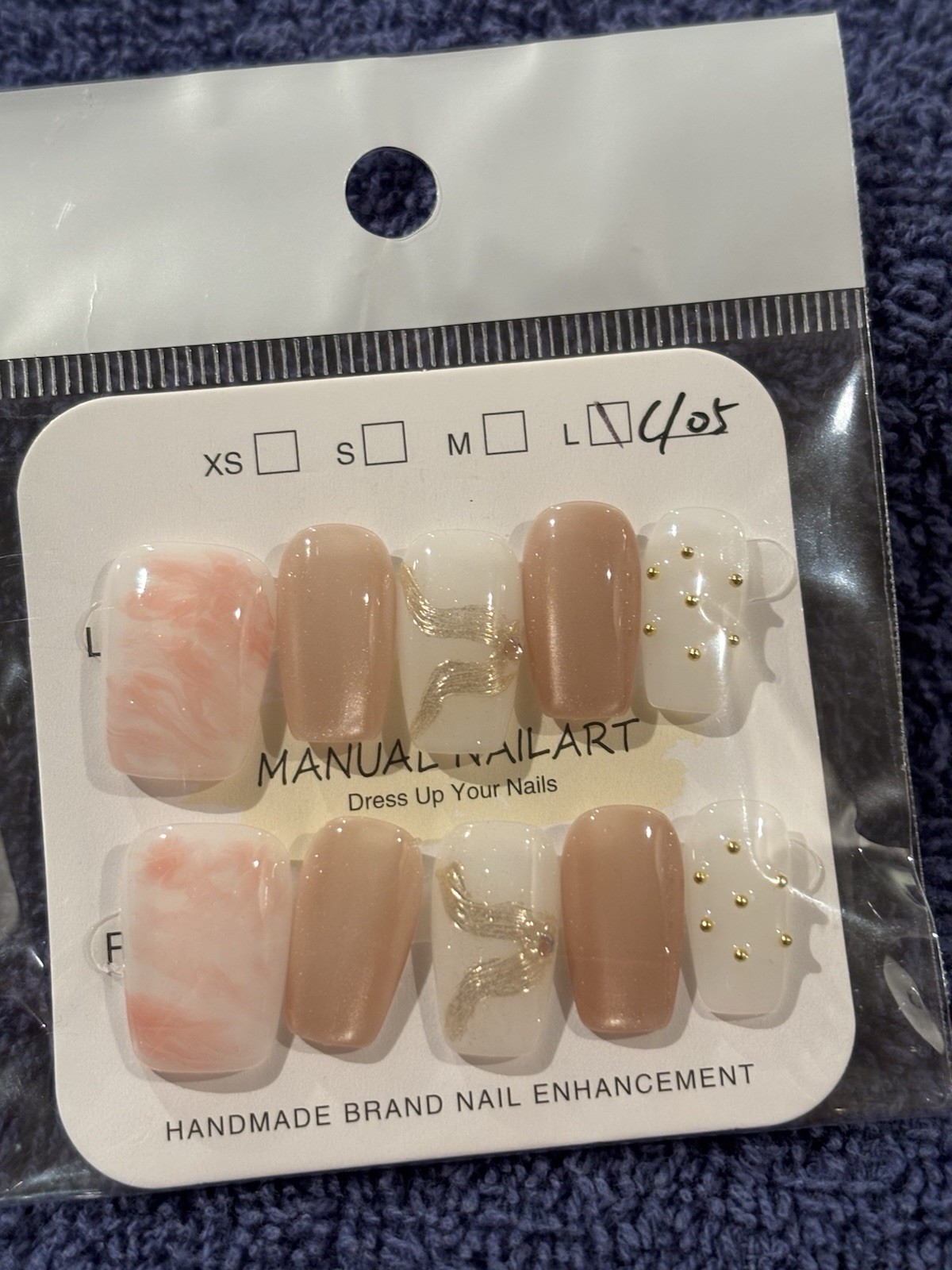 Press-On Nails Medium Length COFFIN. Size Large. 20 Pair