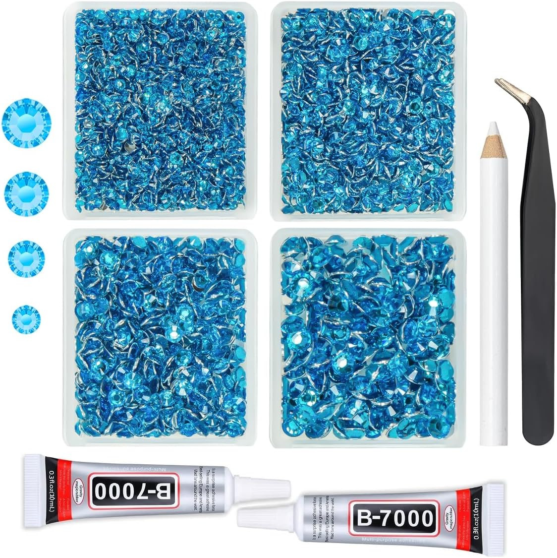 Sapphire Blue AB Resin Rhinestones W B7000 Jewelry Glue for Bedazzling Crafting