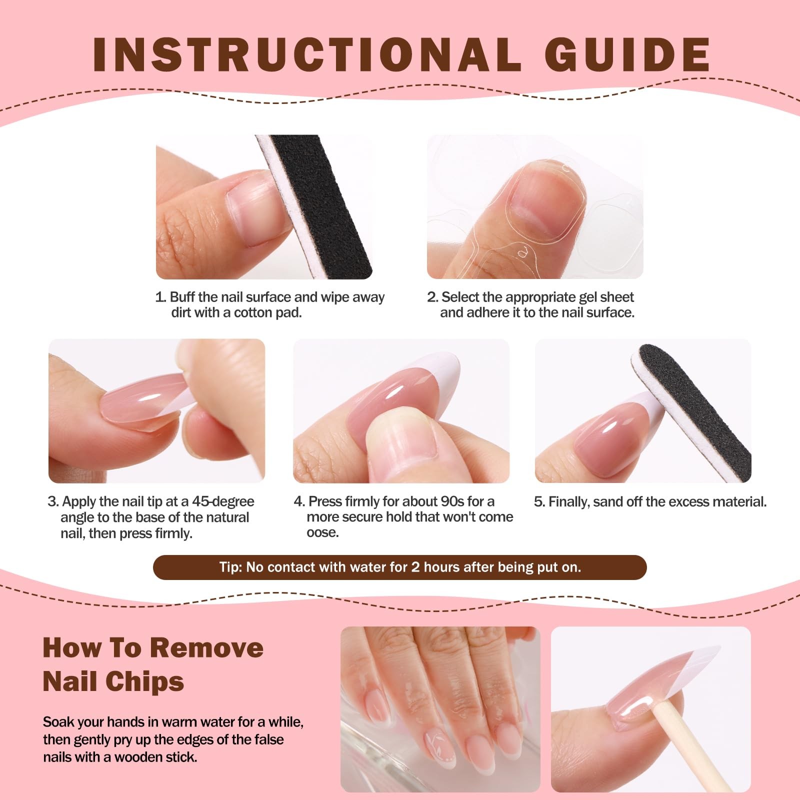Long Press on Nails Square Press Ons White French Tip Fake Nails with 3D Whit…