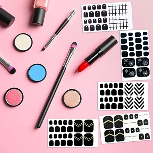 440 Pieces 20 Sheets Black Color Toe Nail Polish Black Toe Nail Polish Strips