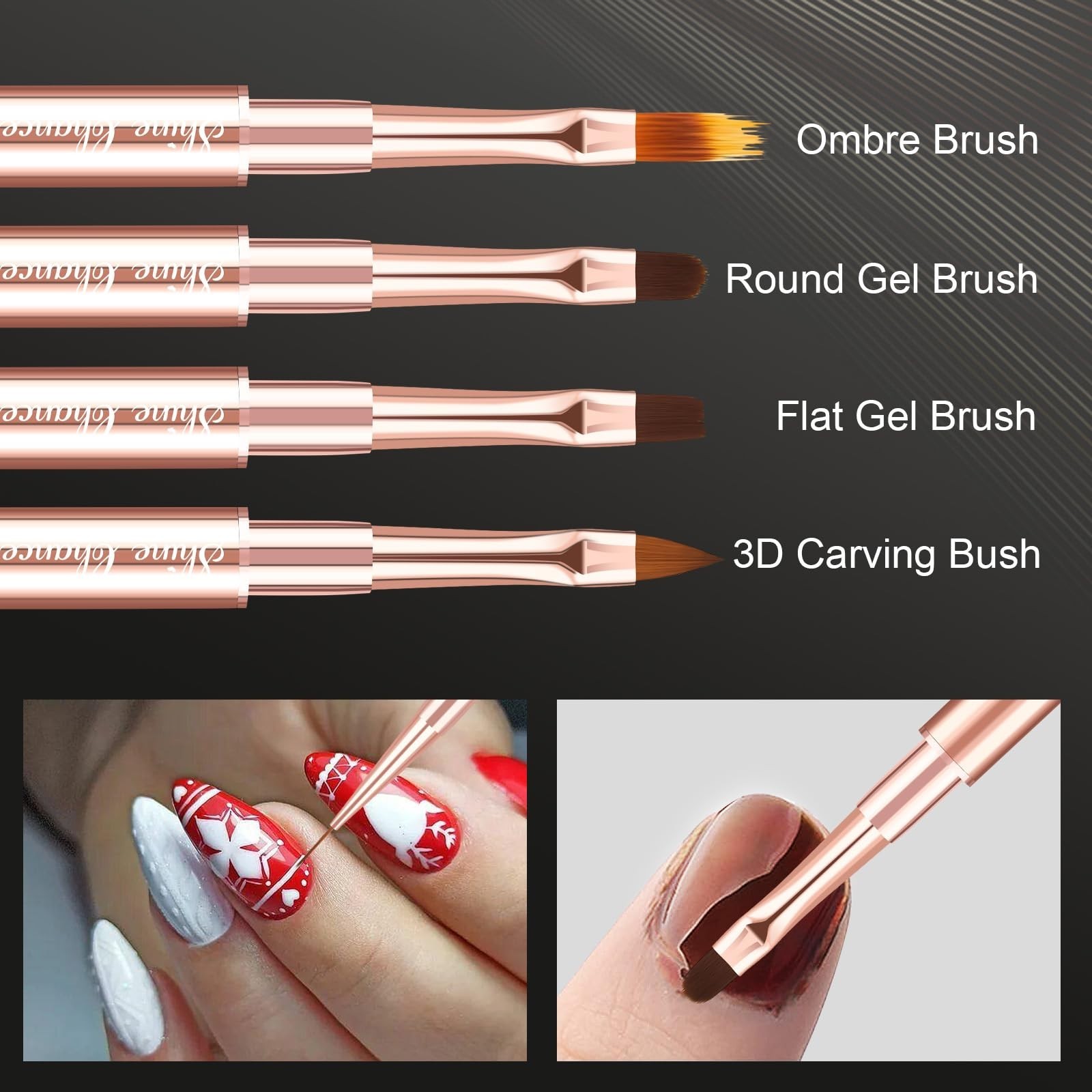 9Pcs Nail Art Brush Set – Double-Ended Acrylic Detail Brushes for Gel Polish & 3