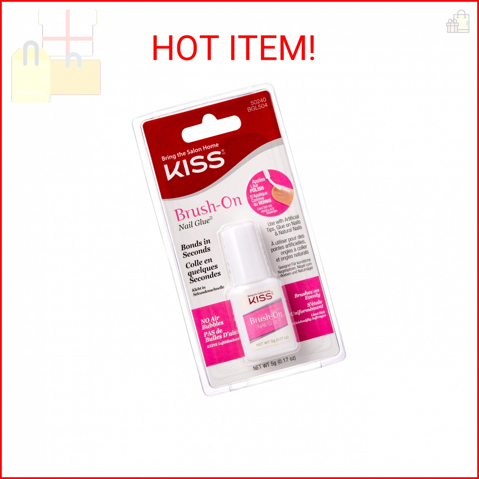 Kiss Powerflex Brush On Nail Glue 0.17 Ounce (Pack of 2)