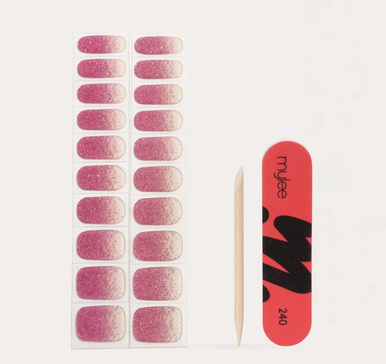 Mylee Gel Nail Wraps [Pink Stardust] 20 Pre-Cured Gel Stickers Free postage
