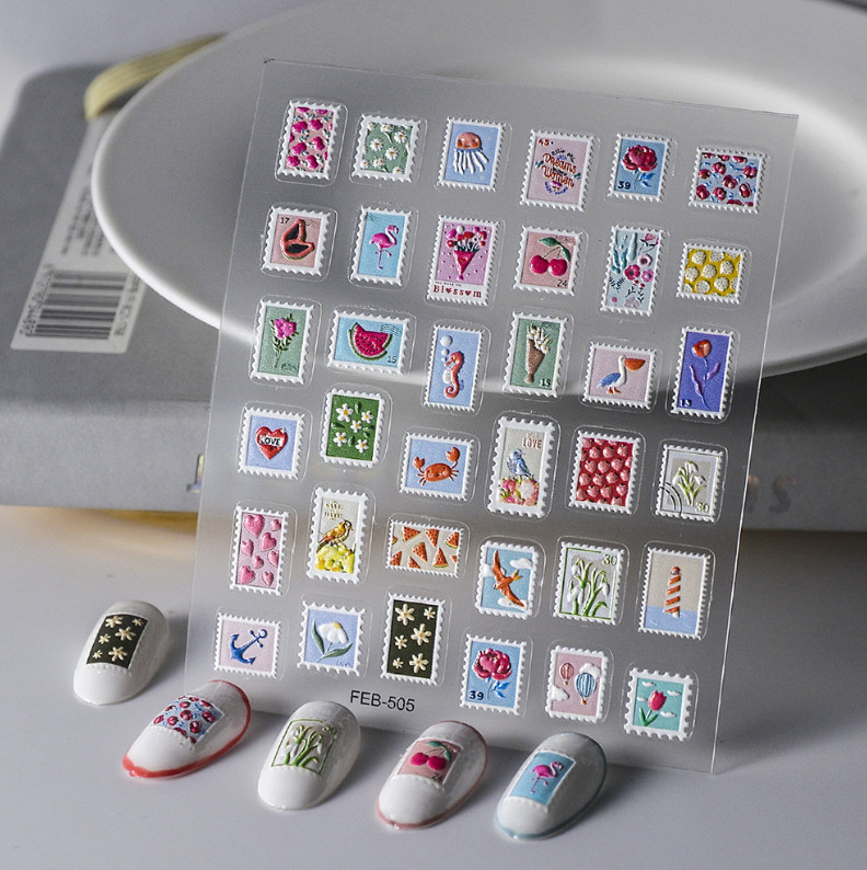 Stamp Fruit flower Animal Daisy Anchor Nail Art Decor Sticker FEB505 NH23