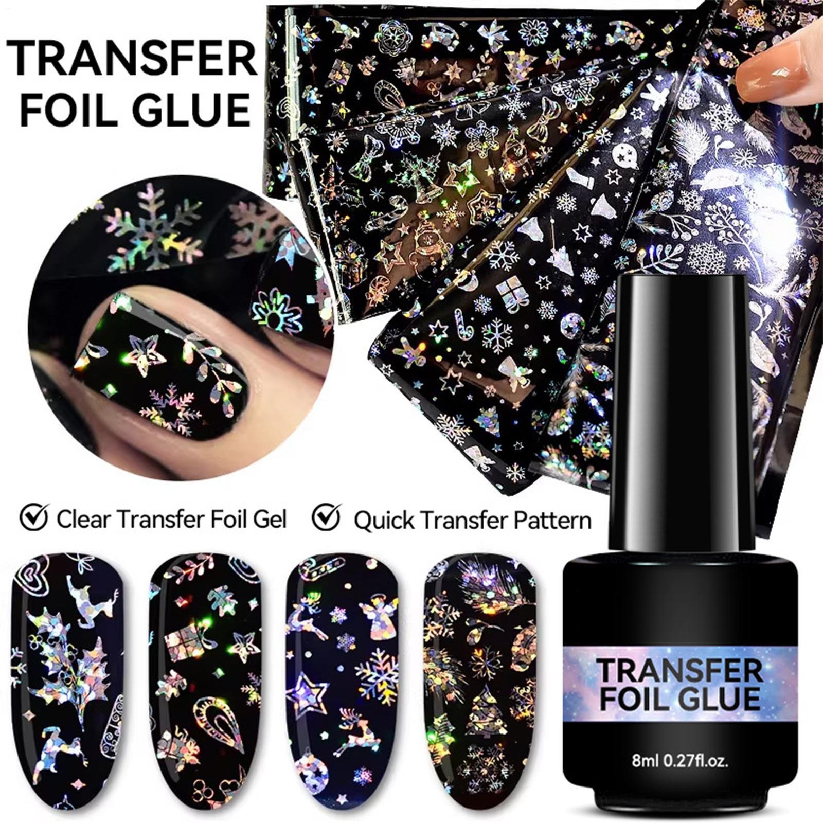 `Nail Art Foil Glue Gel 8ml UV Lamp Needed Adhesion Transfer Gel Starry Strong