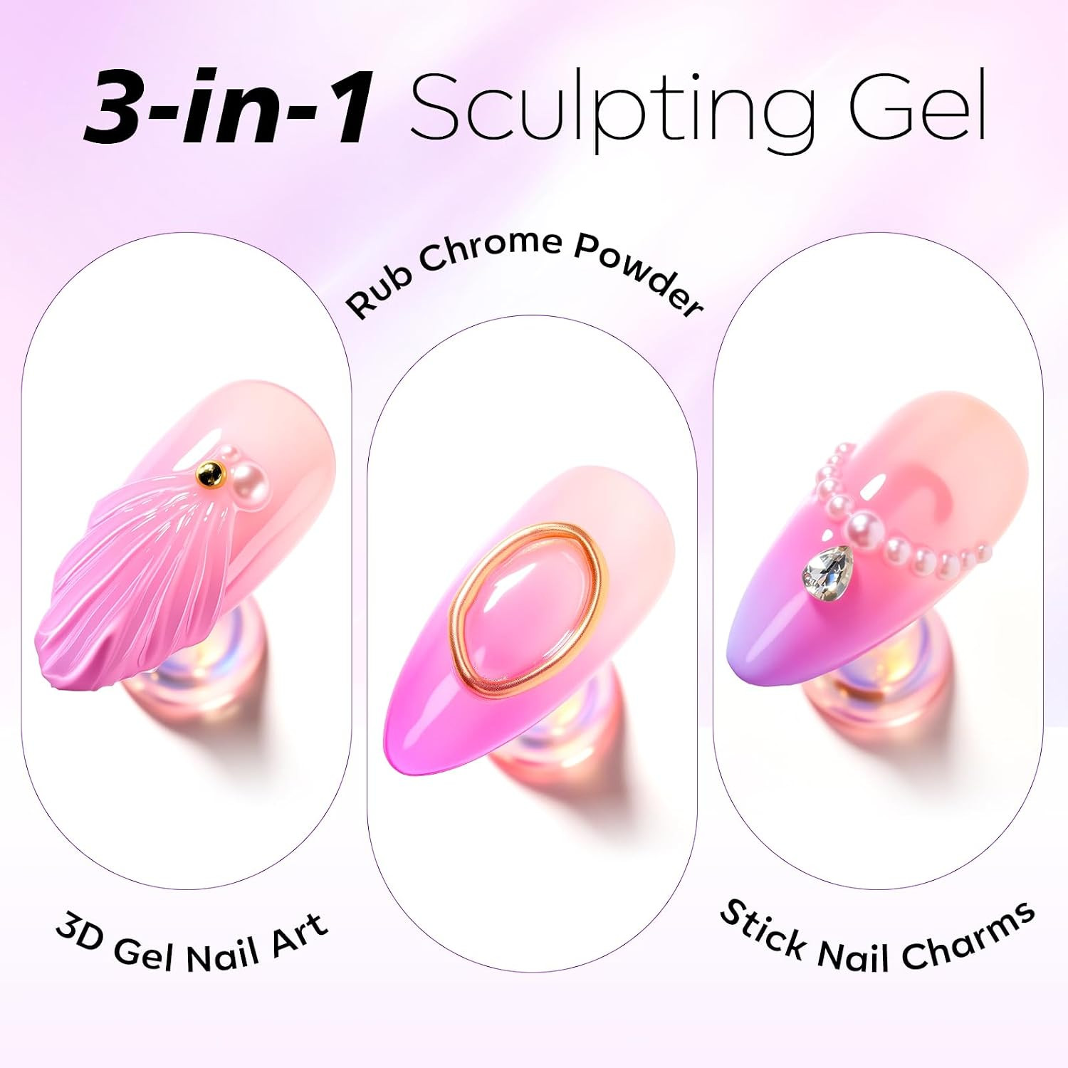 3D Gel Nail Art for Sculpting: 3-In-1 Multi-Functional 15G Clear 3D Nail Gel for
