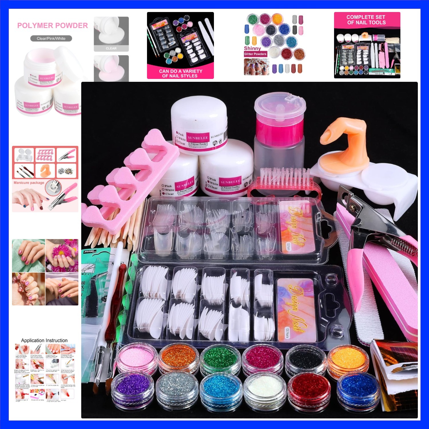 Acrylic Nail Kit for Beginners with Everything, Complete DIY Nail Extension S…
