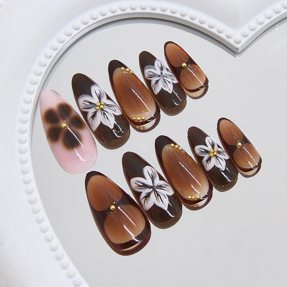 OSTTMA 24Pcs Almond Shape Acrylic Fall Flower 1 Fl Oz (Pack of 2), Multicolor