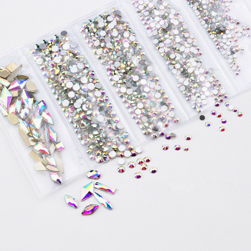 1788pcs Mixed Size 3D Nail Art Rhinestones Flatback Crystal AB Gems Glass Stones