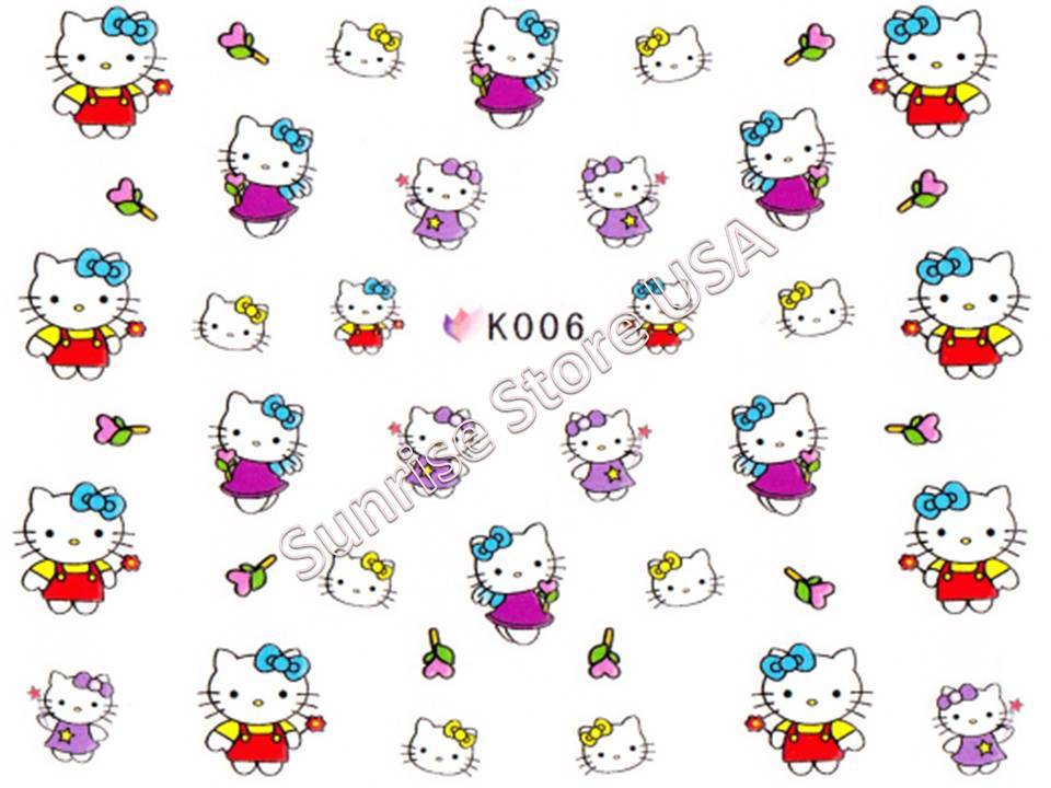 3D Nail Art Sticker Cute Hello Kitty Cat Cartoon Decals Manicure Peel & Stick
