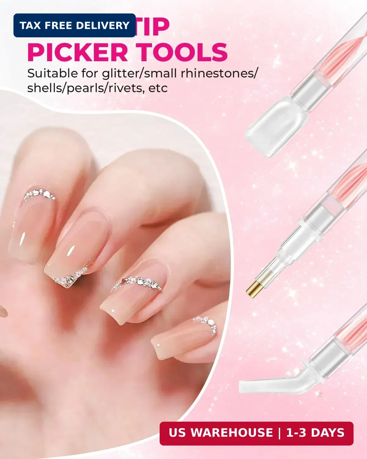 Rhinestone Picker Tool Kit: 2Pcs Rhinestone Picker Handle, Dual-Ended Rhinestone