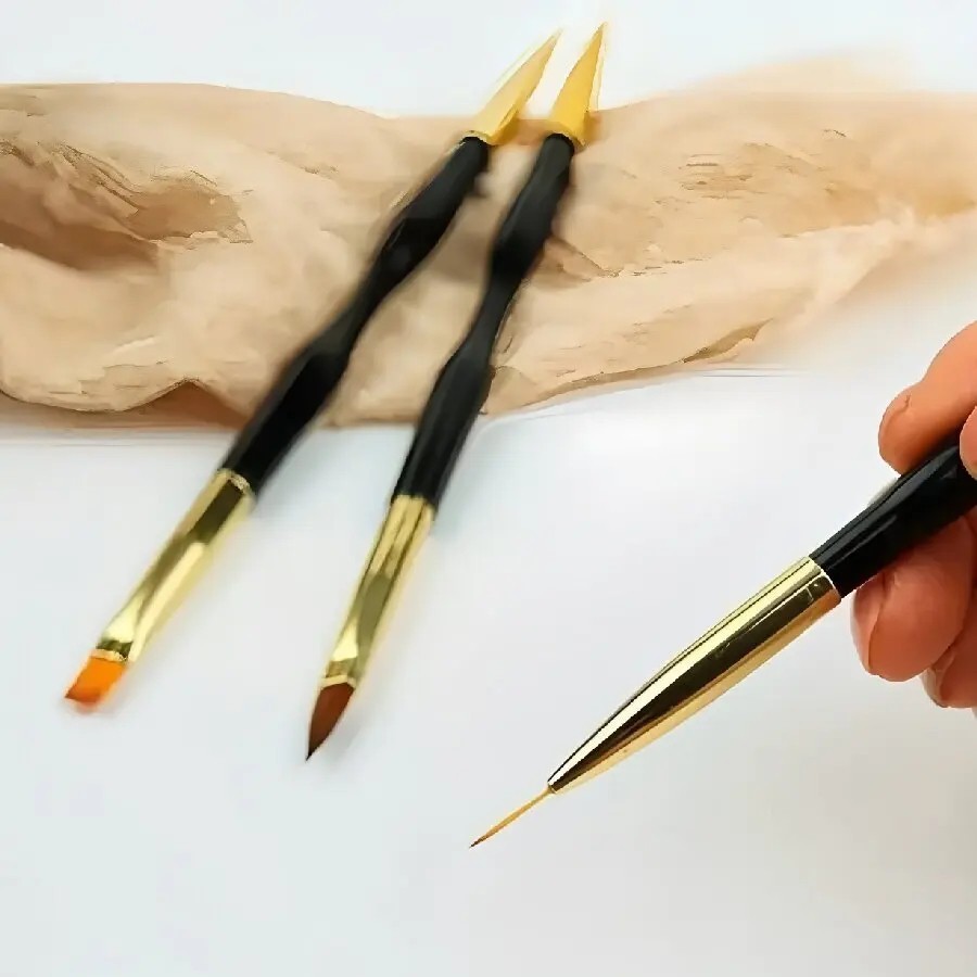 3pcs Double- Headed Nail Art Painting Pens Fine Detail Carving Wire Drawing
