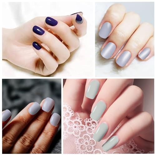 12 Sheets Nail Stickers Full Nail Wraps Solid Color Nail Polish Stickers Gray