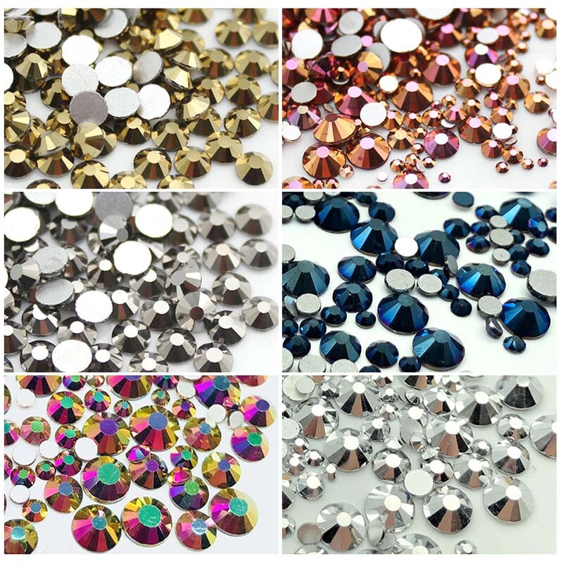 Metallic Color Crystals Glass Flatback Nail Art Rhinestones Clothes Decorations