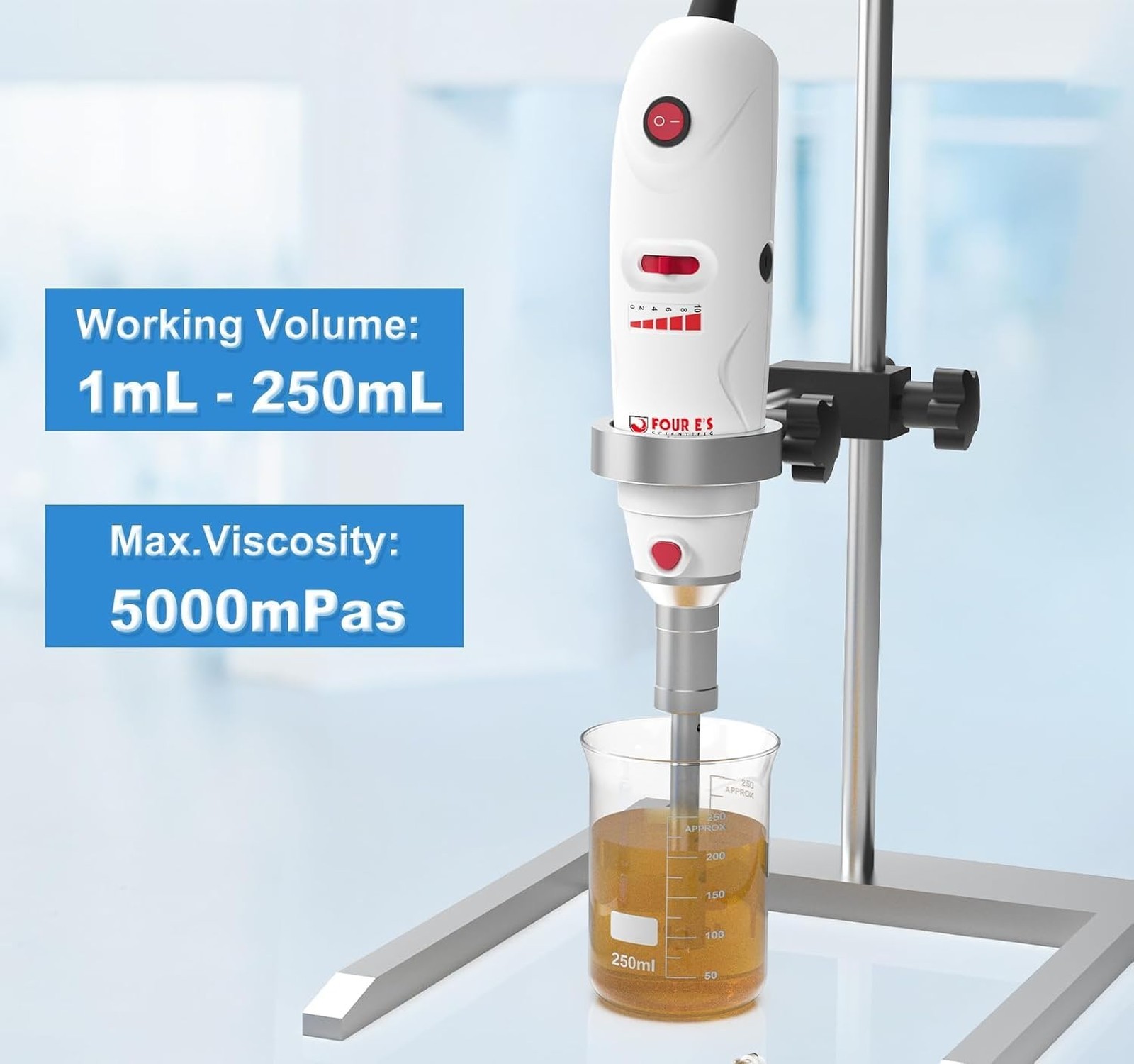 FOUR E’S SCIENTIFIC Lab Homogenizer 8000-30000rpm with Stand, High-Speed Hand…