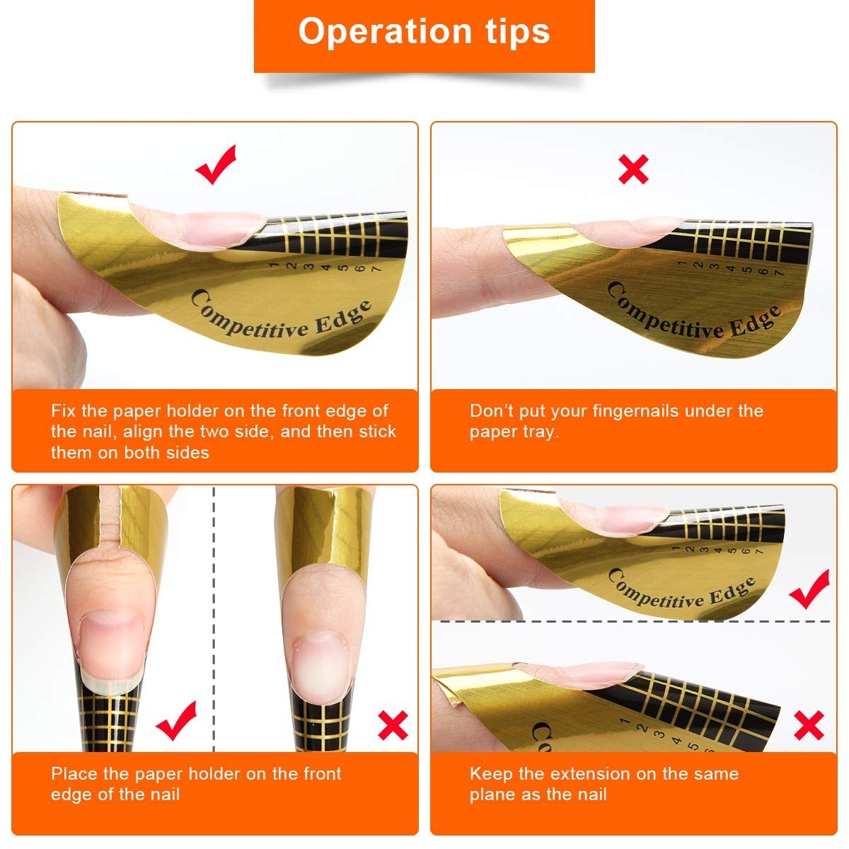 Self-Adhesive Nail Extension Forms for Builder Gel – 200 PCS Waterproof Gold
