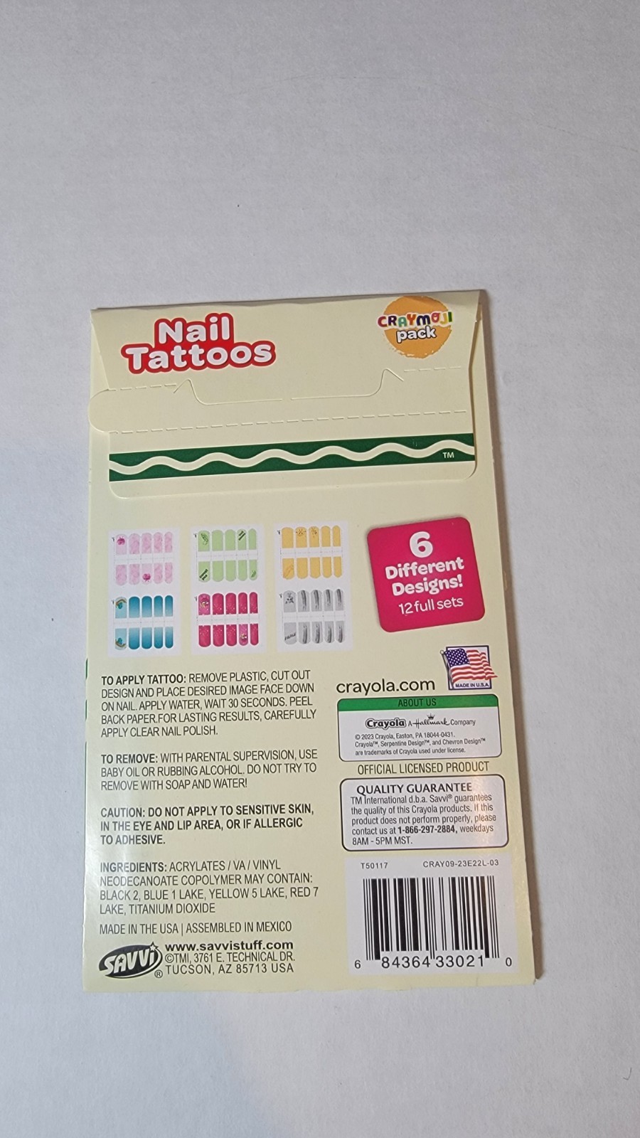CRAYOLA NAIL TATTOOS 3 PACK | 12 FULL SETS ON EACH PACK | BRAND NEW | NEVER OPEN