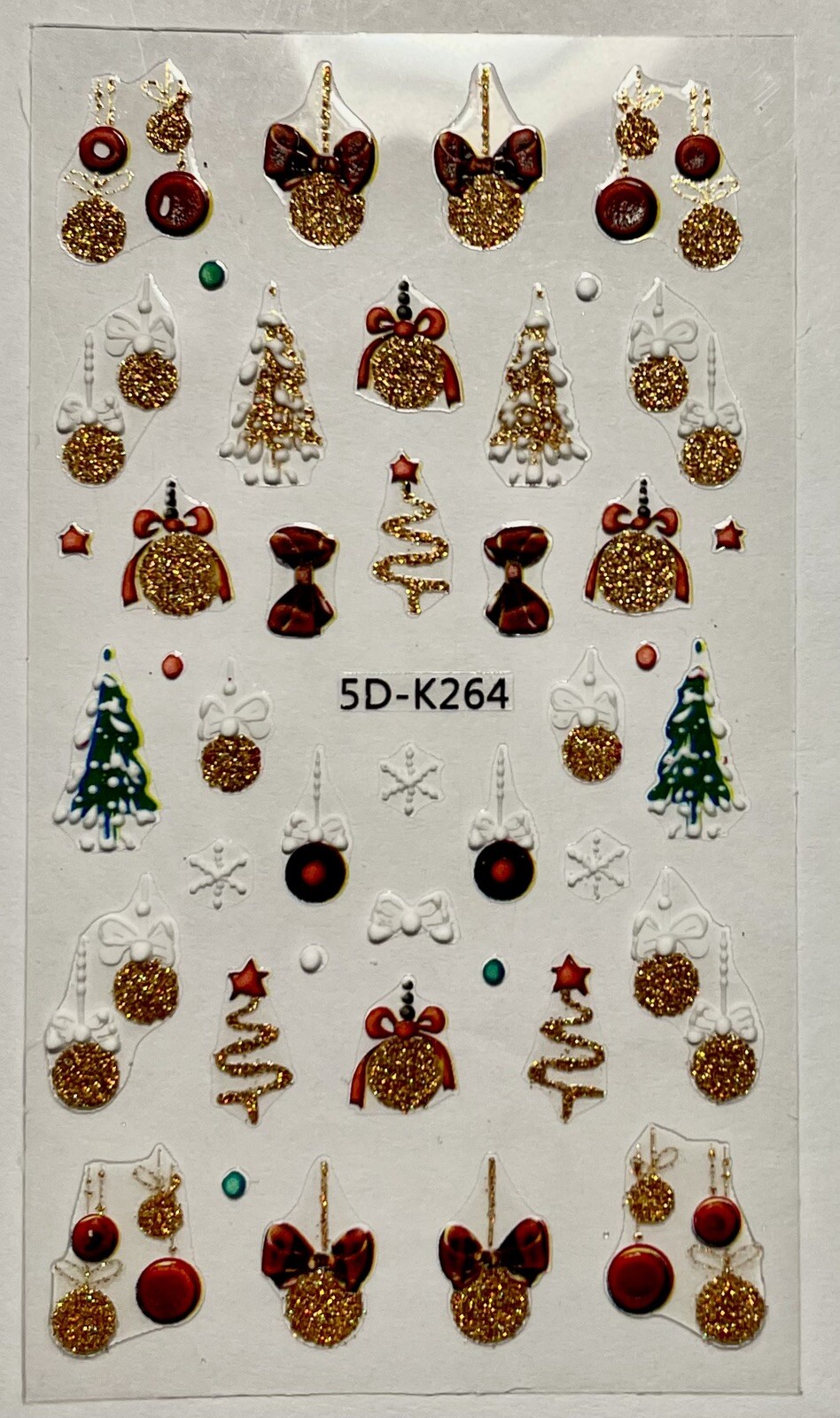Nail Stickers Art Decal DIY Design 5D Waterproof Embossed Christmas Gold Glitter