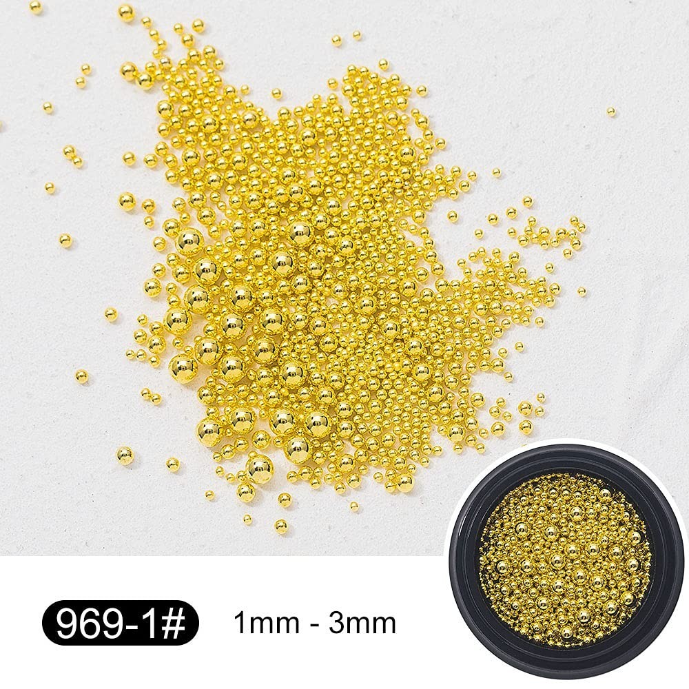Versatile 6 Color Nail Caviar Beads – 0.8mm to 3mm Metal Charms for Artistry