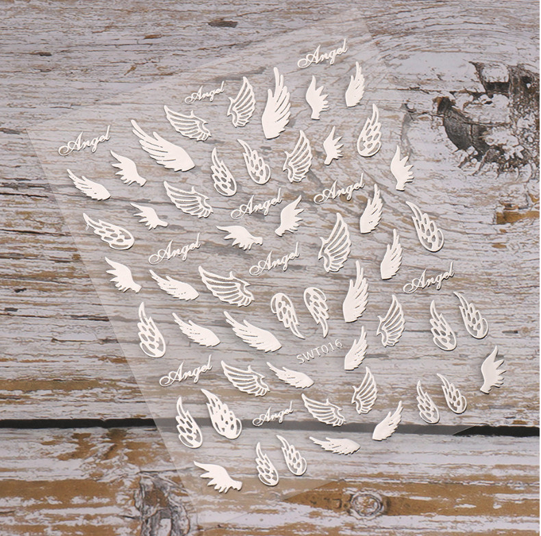 Nail Art Stickers 3D Angel Wing Heart Moon Star Sun Jewelry Self Adhesive NS48
