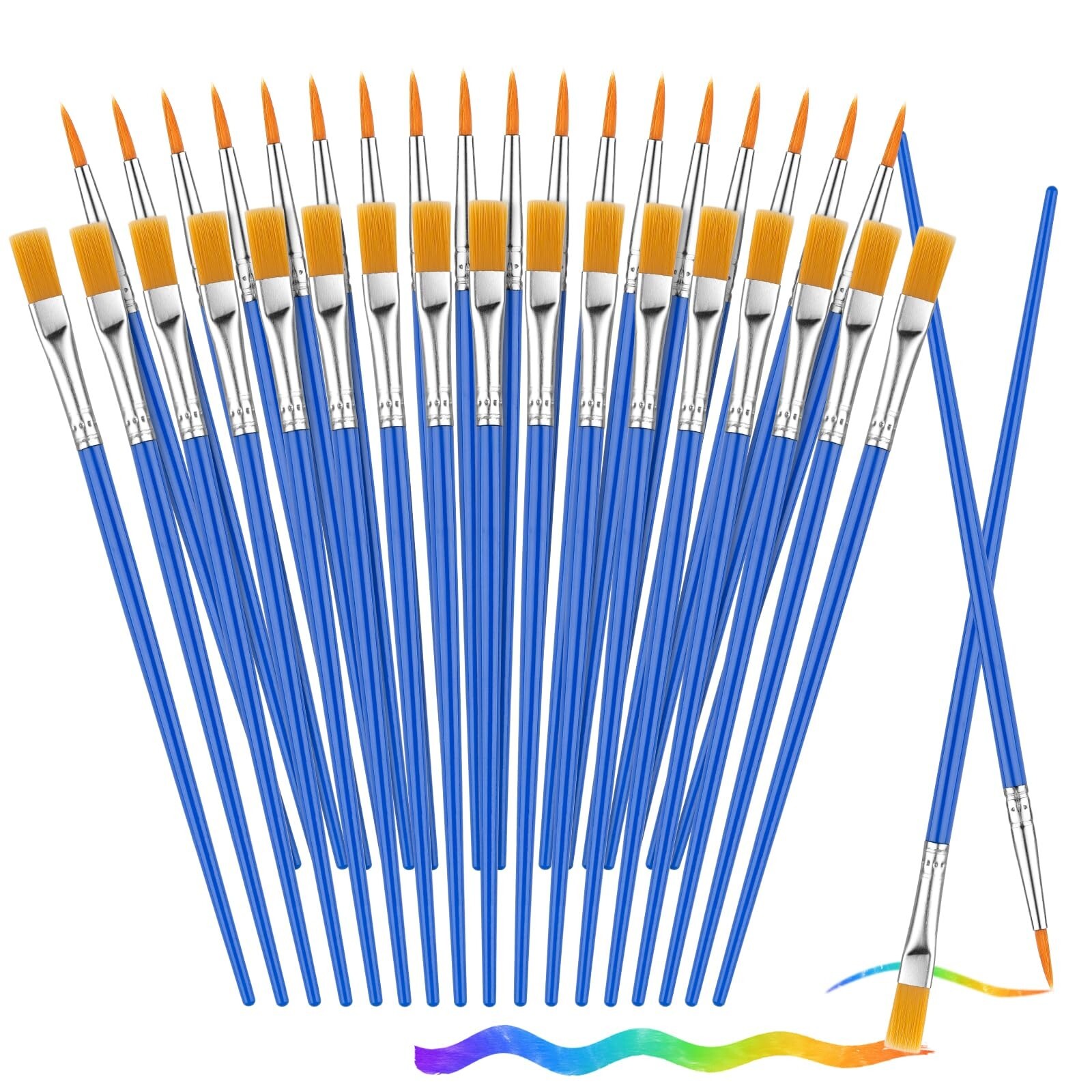 Small Paint Brushes Bulk, 88 pcs Nylon Hair Brushes, Flat Tip Round Acrylic P…