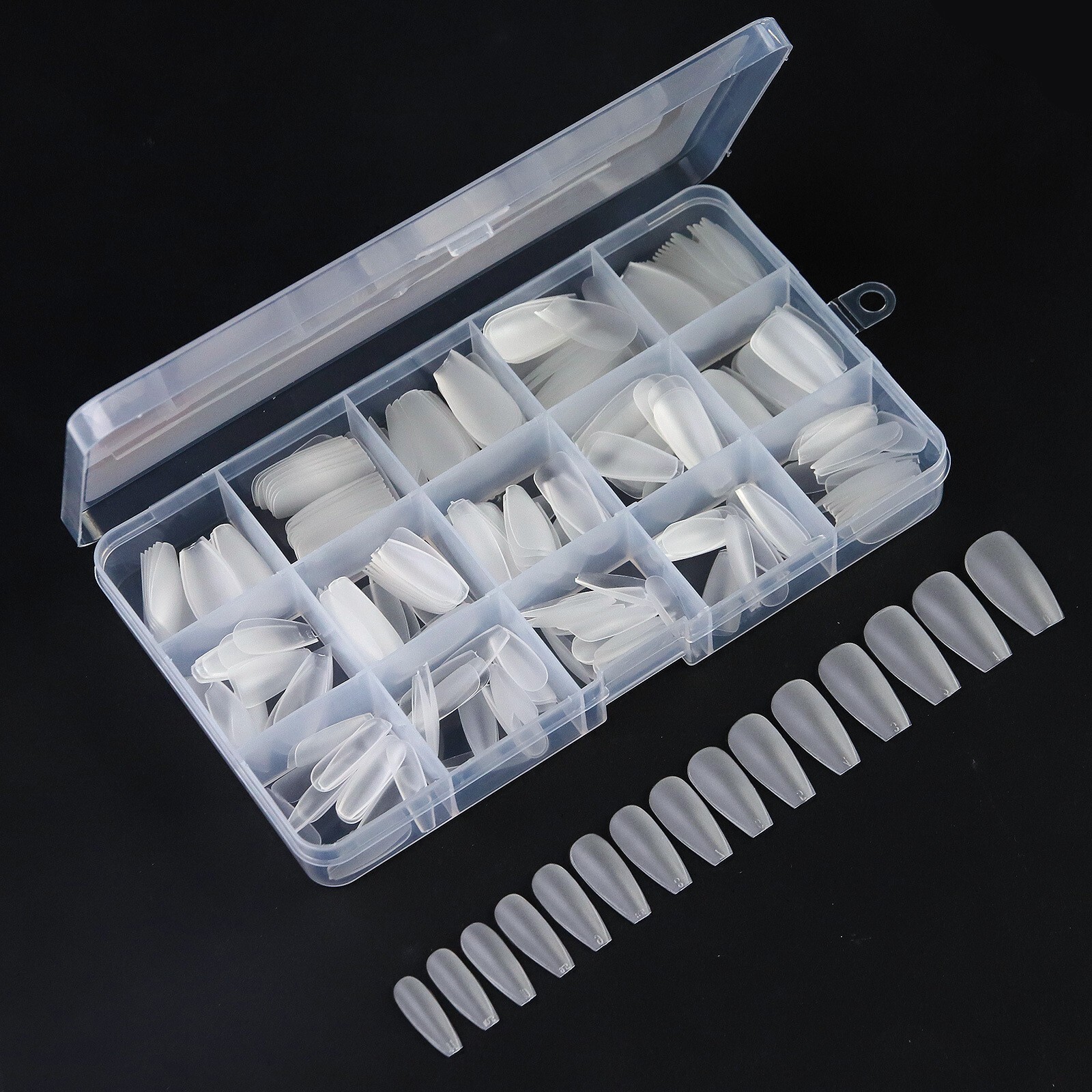 Soft Gel Seamless Frosted Nail Tips 15 Sizes Short Coffin Almond Gel False Nail