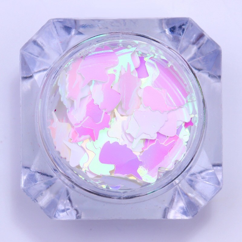 3pcs Aurora Powder and Unicorn Sequins AB Colour Nail Art Glitter Decoration Set
