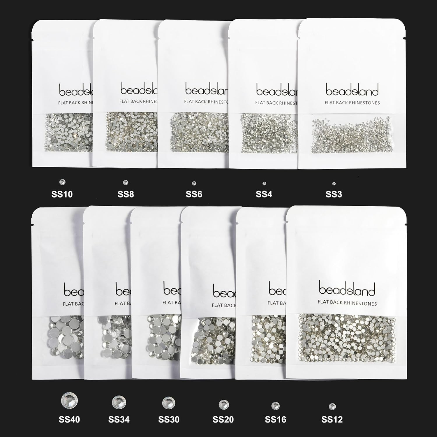 1440pcs Flat Back Crystal Rhinestones Round Gems for Nail Art and Craft Glue …