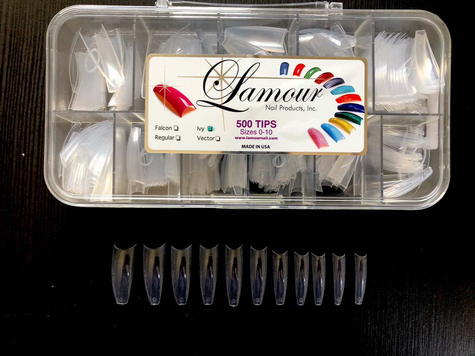 Lamour Ivy Coffin Nail Tips -CLEAR Nail Tips – Box 500 tips USA
