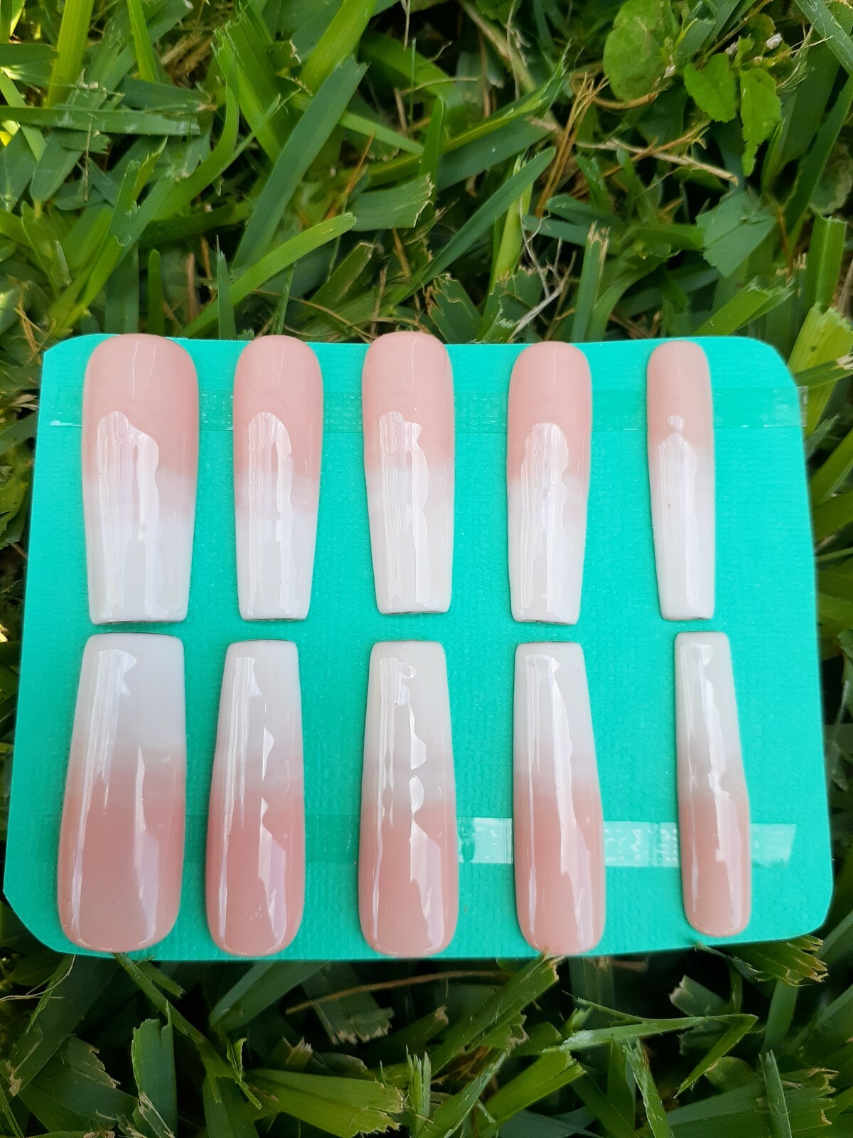 Babyboomer White Ombre Press on Nails, Nude Natural Nails, Classic Nails