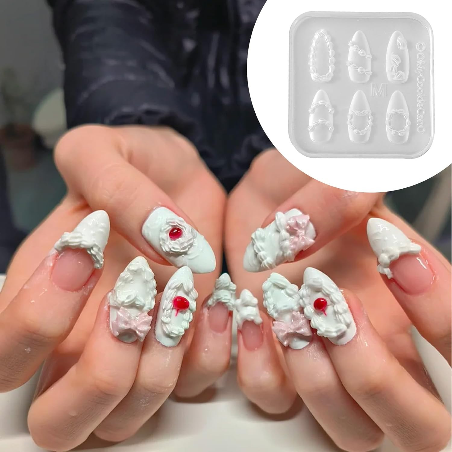 Silicone Nail Molds, 3D Nail Art Mold, 6 Patterns Cake Cream Design Manicure …