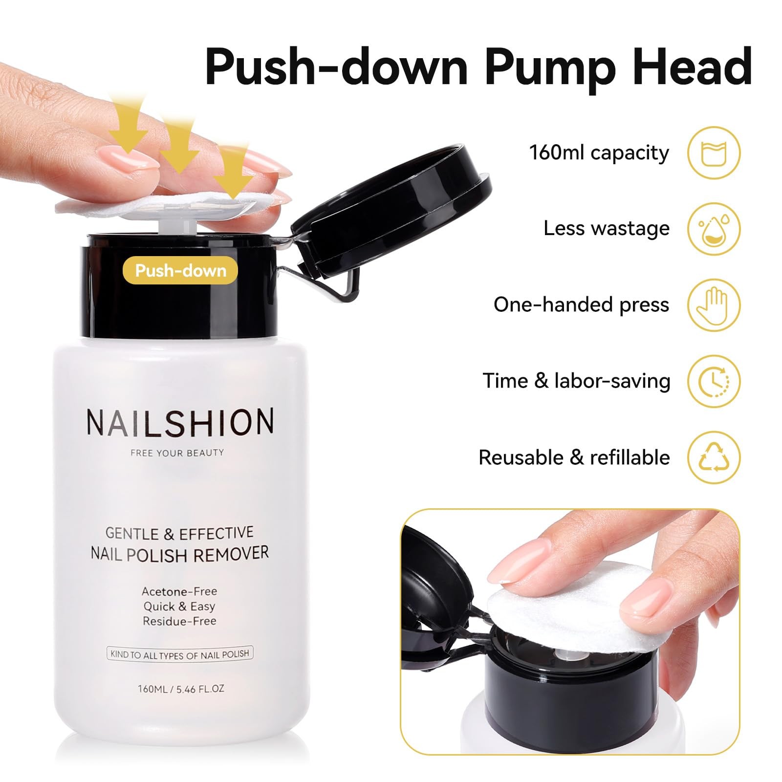 Nailshion Nail Polish Remover 5.46 Fl Oz (Pack of 1), Unscented VE Nourishing