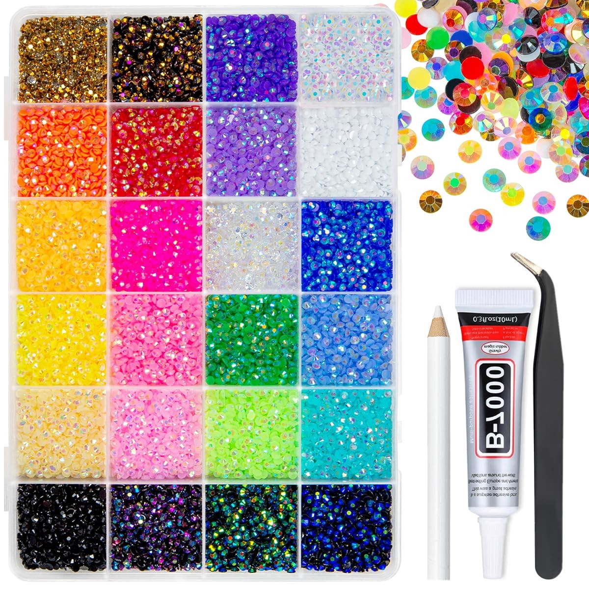 qiipii 24 Color 13800pcs 3mm Jelly Resin Rhinestones for Bedazzling Crafting …