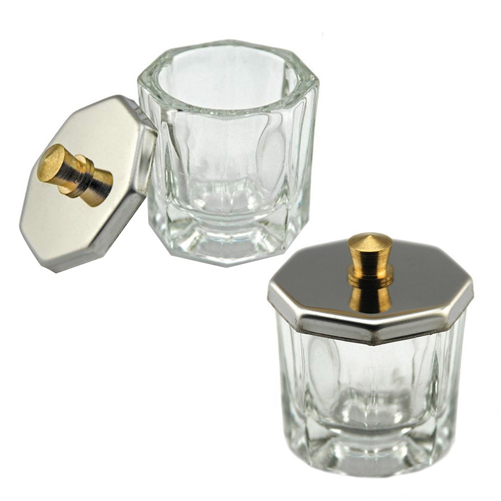 2Pcs Reusable Crystal Nail Art Cups Durable for Acrylic and Powder Mixing