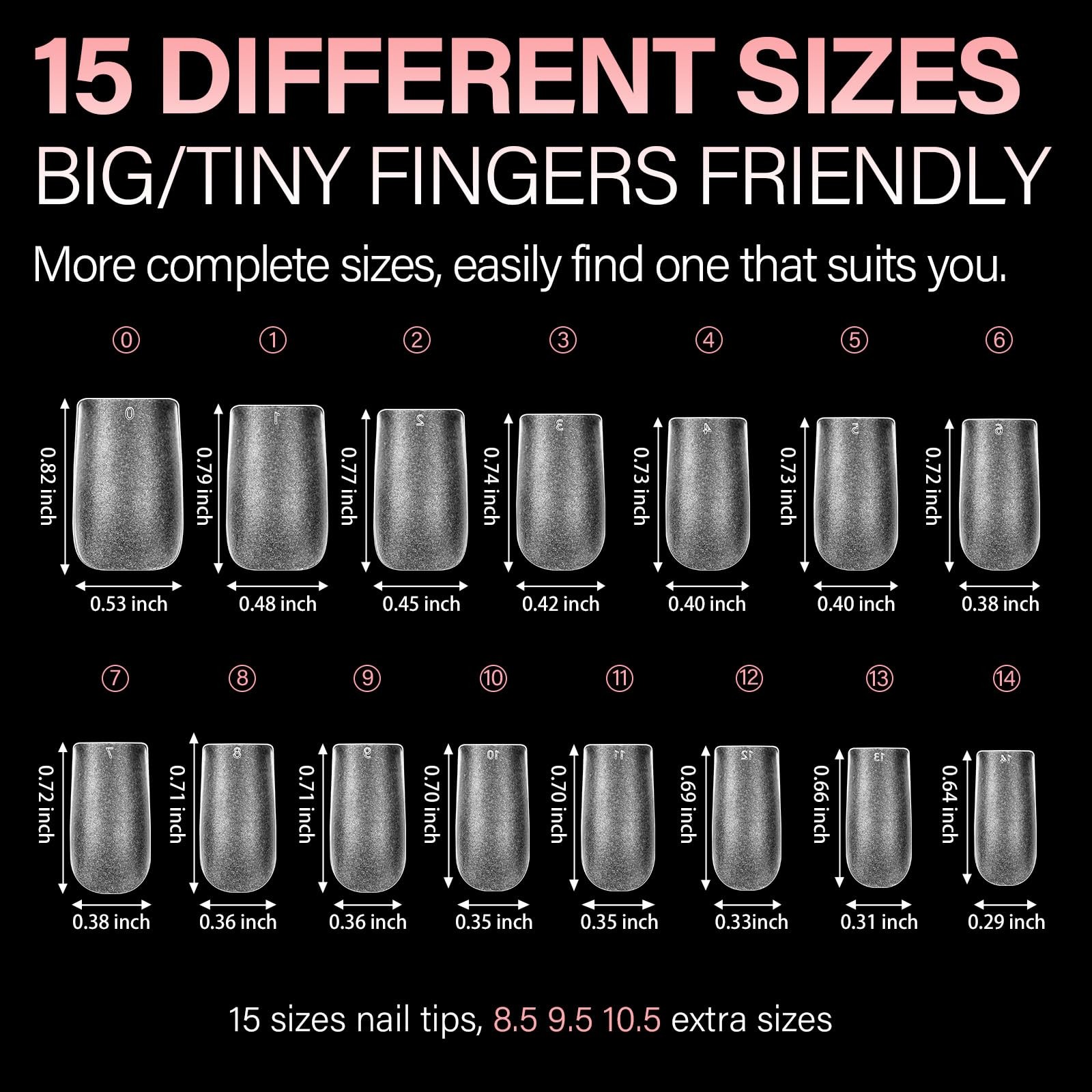 AILLSA Short Square Nail Tips 450PCS Acrylic gel Full Large,