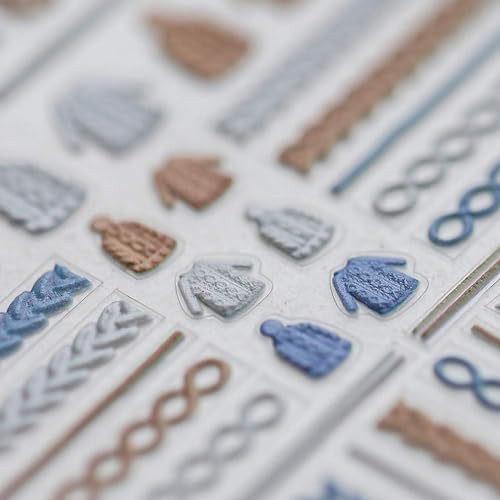 Winter Knit Sweater Cloth Pattern Nail Art Sticker Decals 5D Embossed French