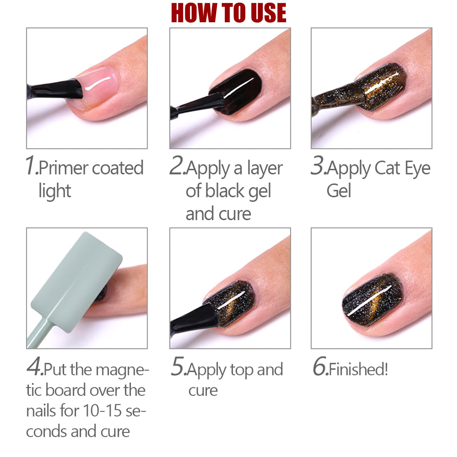 7 Pieces Cat Eye Magnet for Nails Double-Head Nail Magnetic Stick Multi-Function