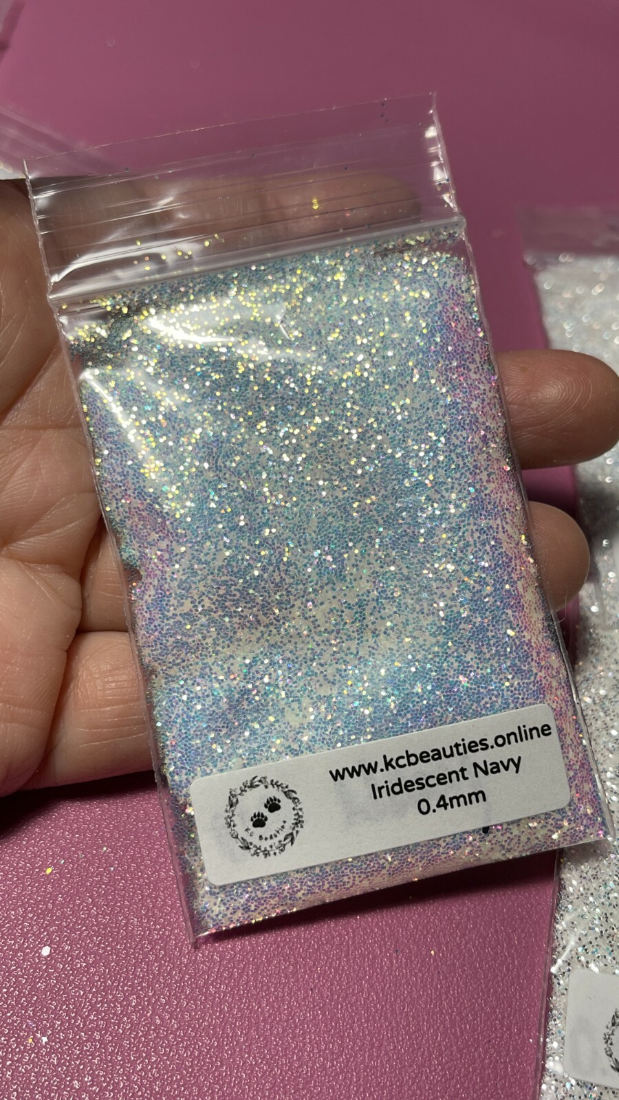 Iridescent White Glitter Hex Snow White pink blue sheen Nail Art US seller