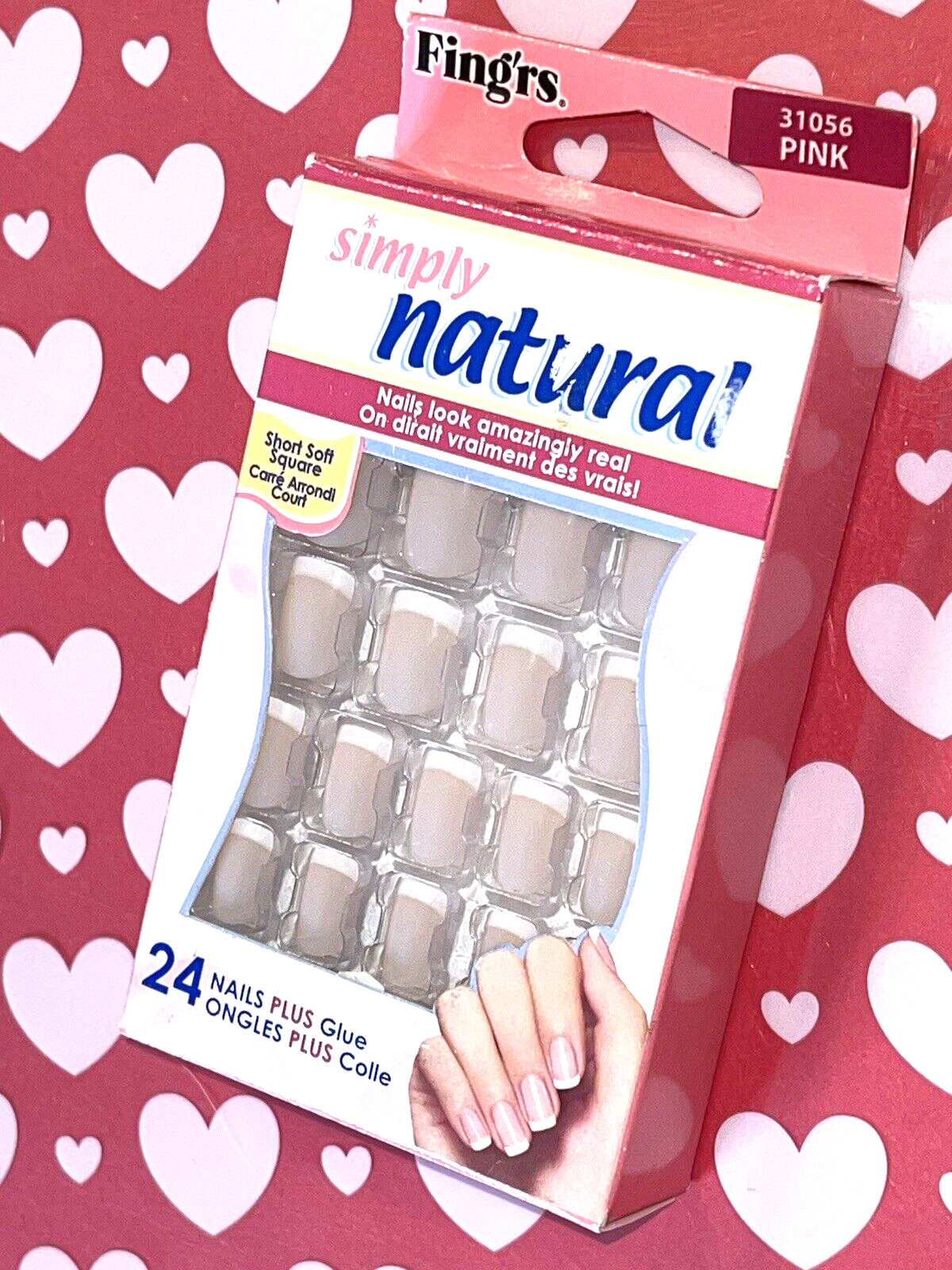Fing’rs Simply Natural 24 Nails Look Amazingly Real 31056 PINK *1 EXTRA GLUE INC