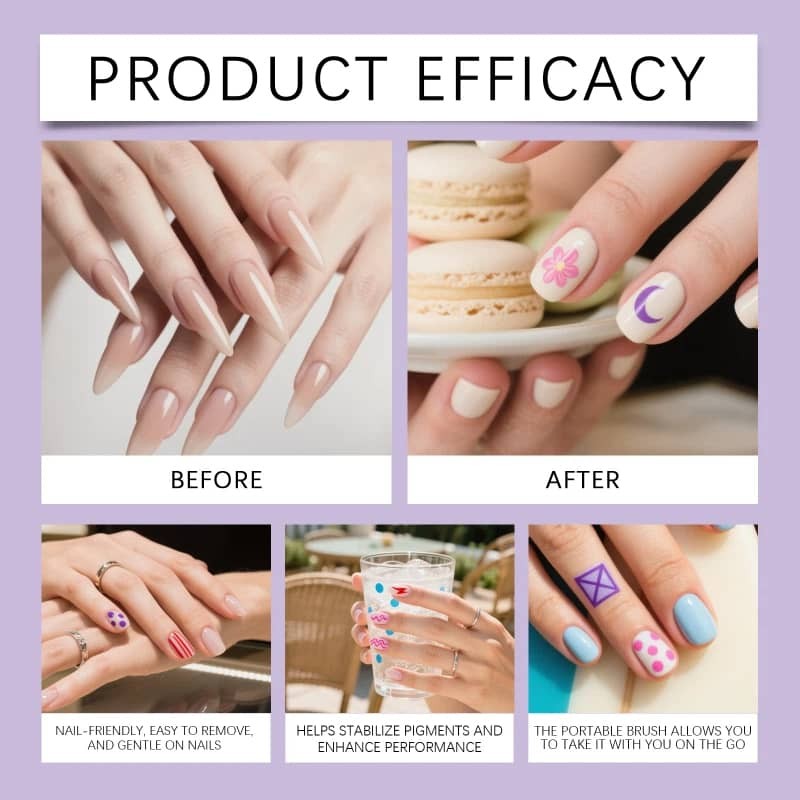 12 Color Nail Art Marker Pen Set Waterproof Quick Dry Fine Tip Nail Painting Pen