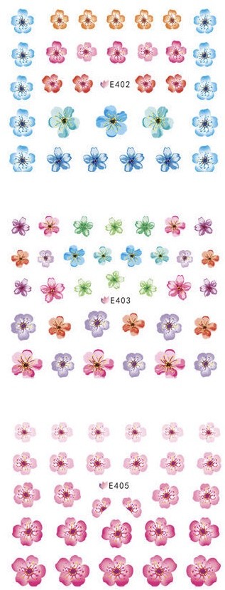 3D Nail Art Sticker Multi Color Cherry Blossom Flower Decals Peel & Stick DIY