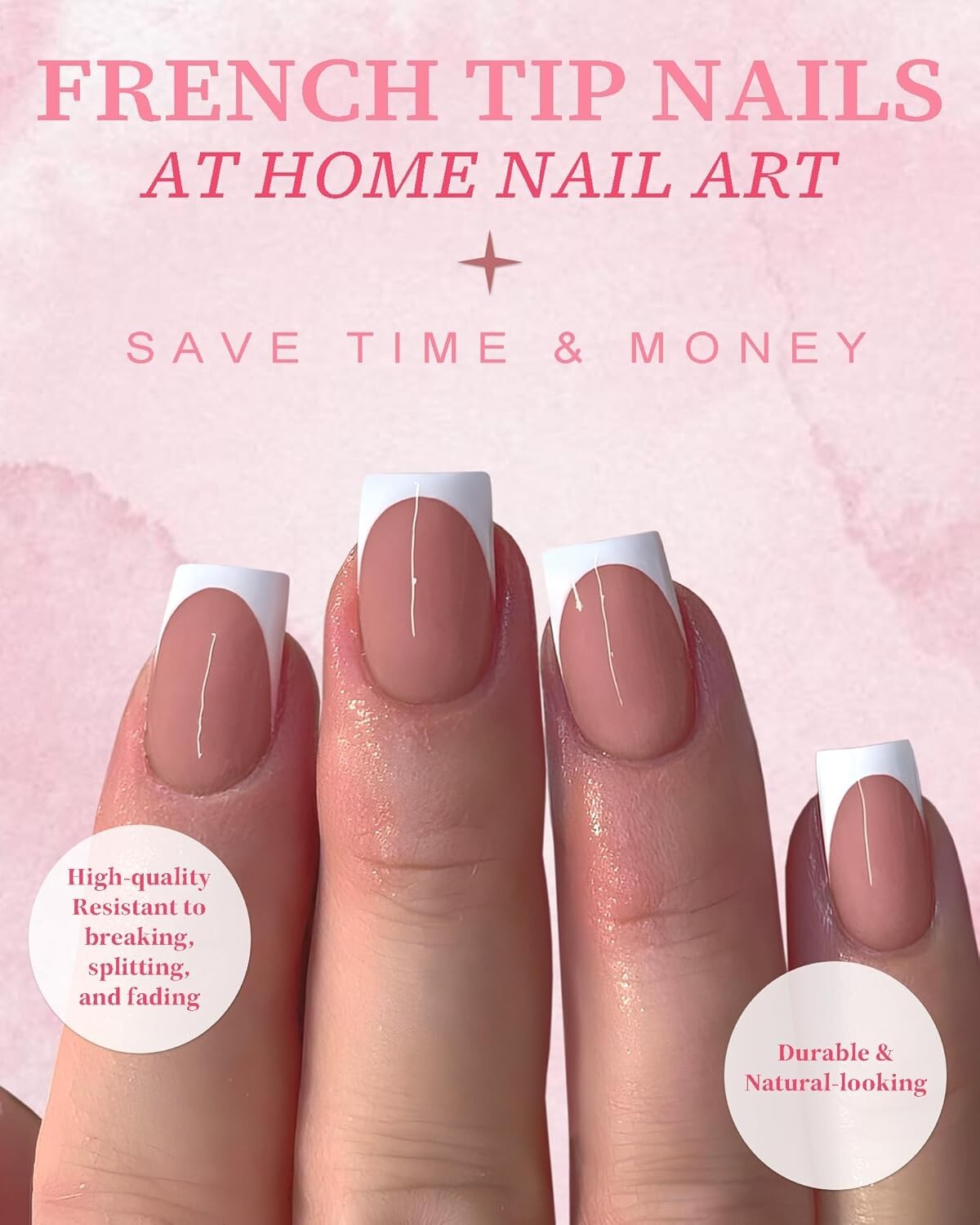 “French Tip Press on Nails Short Square Nail Tips,120pcs White Deep French Nai..