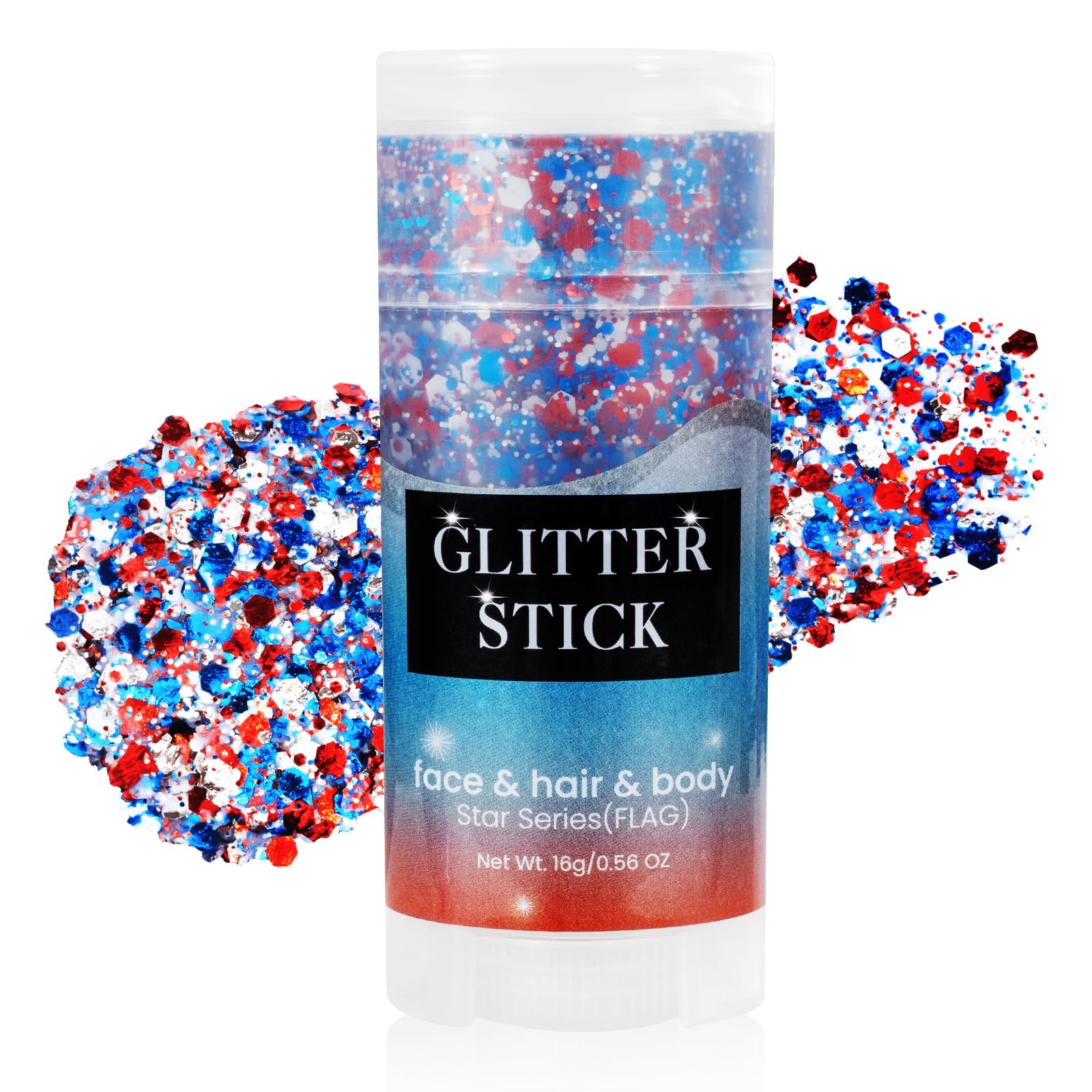 Patriotic Red White and Blue Body Glitter Stick,4Th of July Accessories,Sparklin