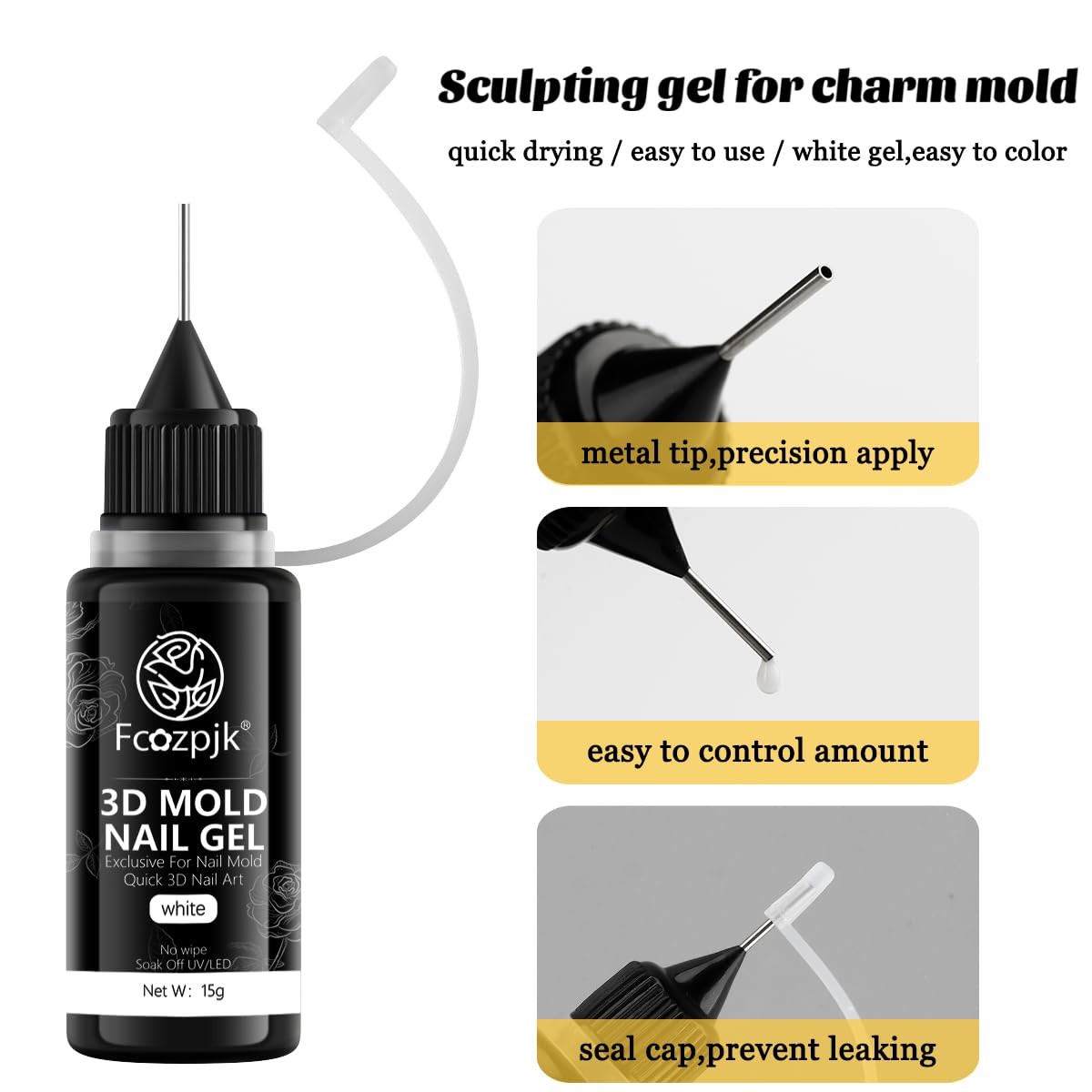 Fcozpjk 3D Sculpting Gel, 2PCS 15g Clear White Molding Gel for Silicone Nail …
