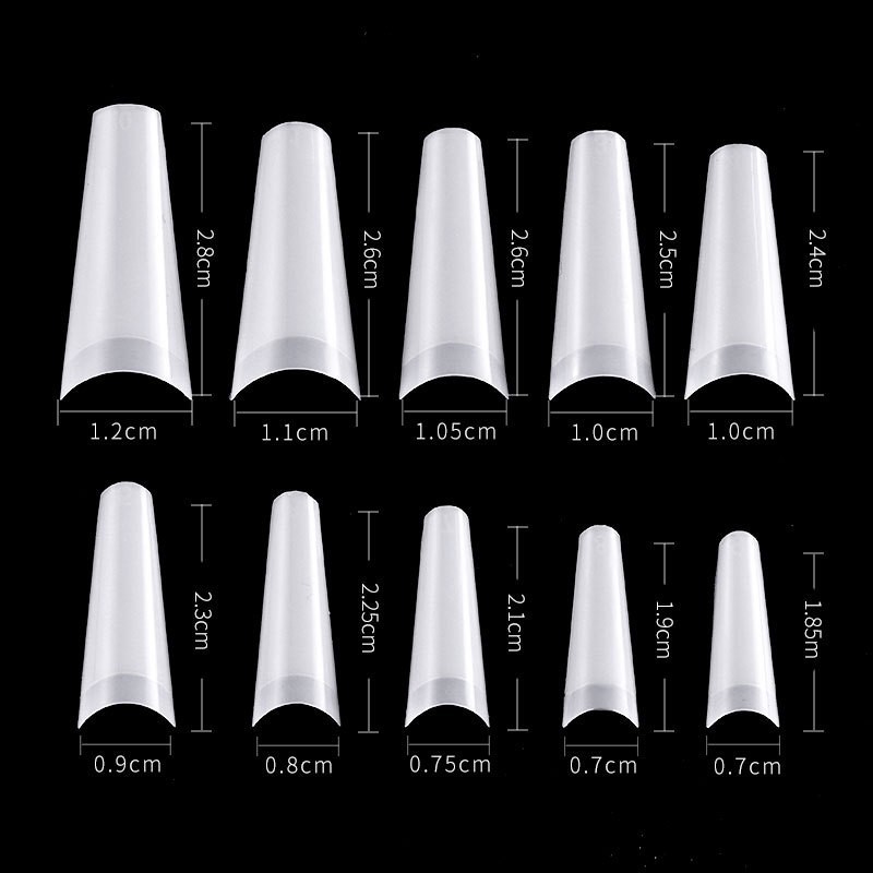500Pcs Natural C Curve Artificial Nail Tips Acrylic Half Cover Nails 10Sizes