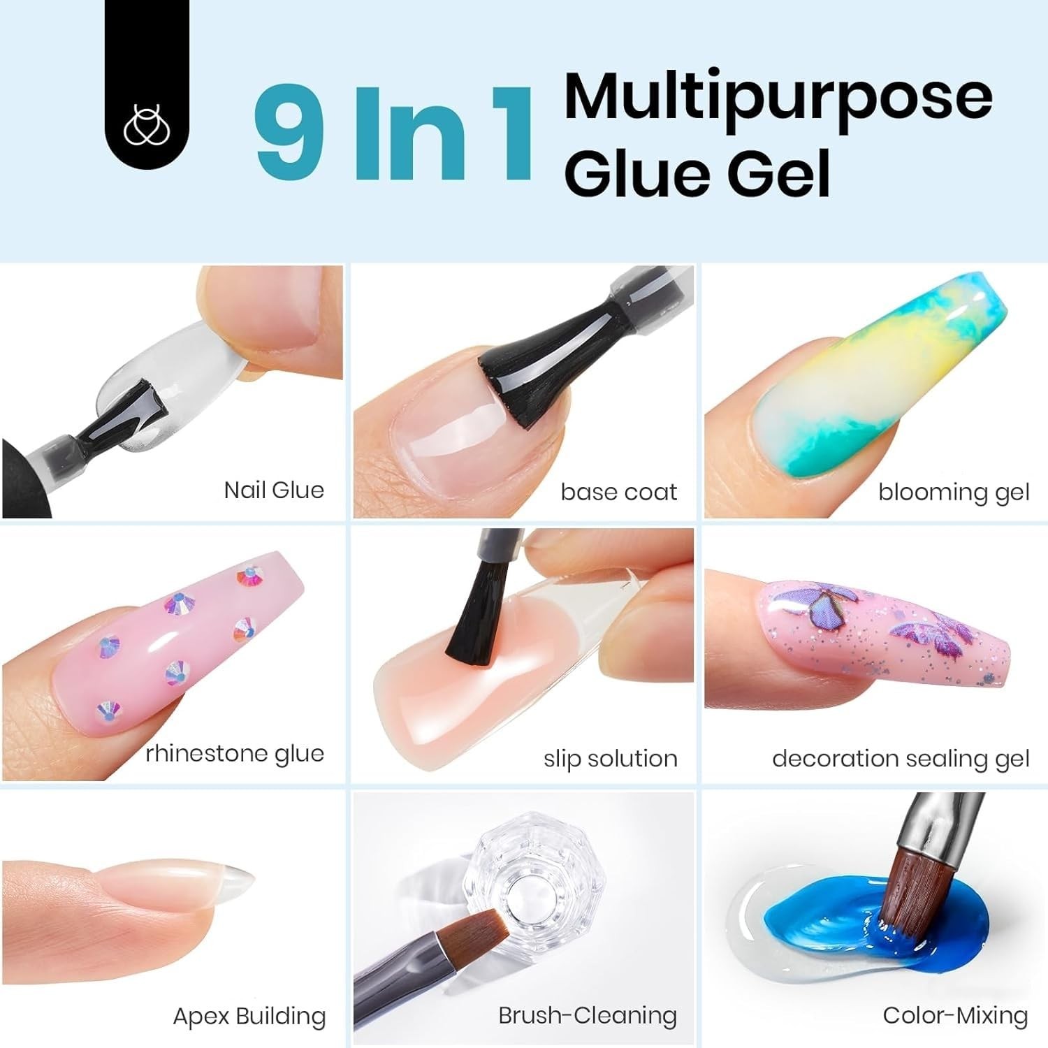 Beetles Gel Nail Kit Etch X Almond Short 504pcs 12 Sizes Nail Tips with 9 in 1