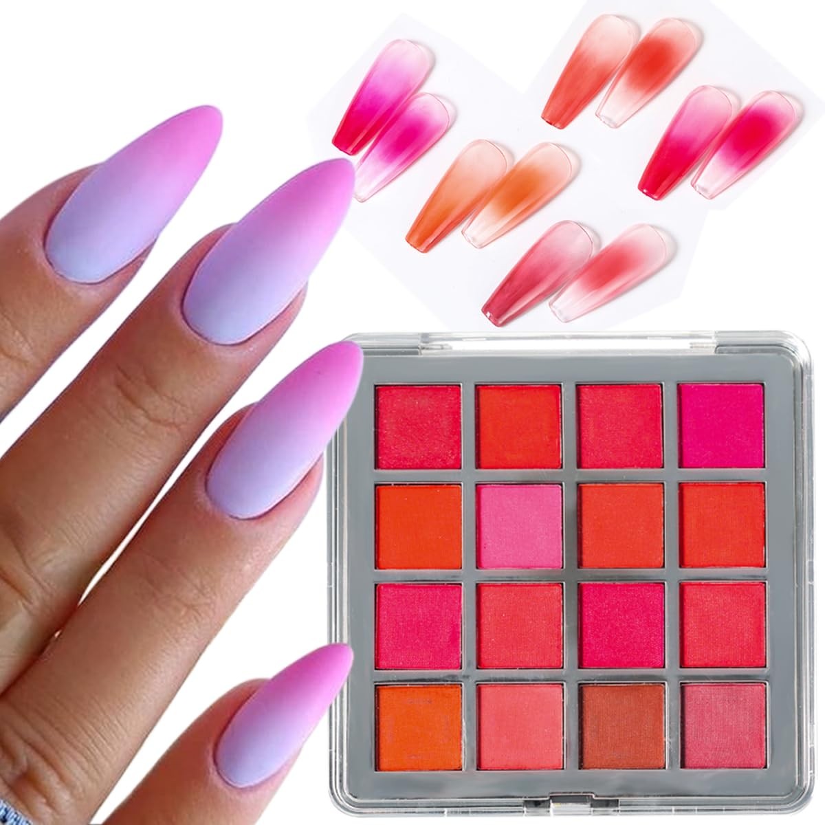 Nail Pigment Set, 16 Colors Gradient Nail Glitter , Neon Fluorescent Pigment …