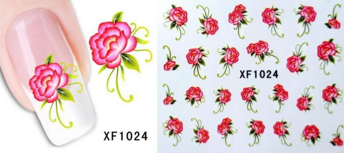 Pink Rose 3D Nail Art Sticker Decal Decoration Manicure Water Transfer